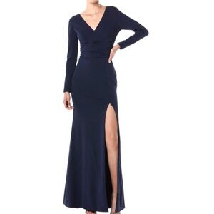 Dress The Population Carmen Dress Blue Size Small Curve Hugging Trumpet Gown